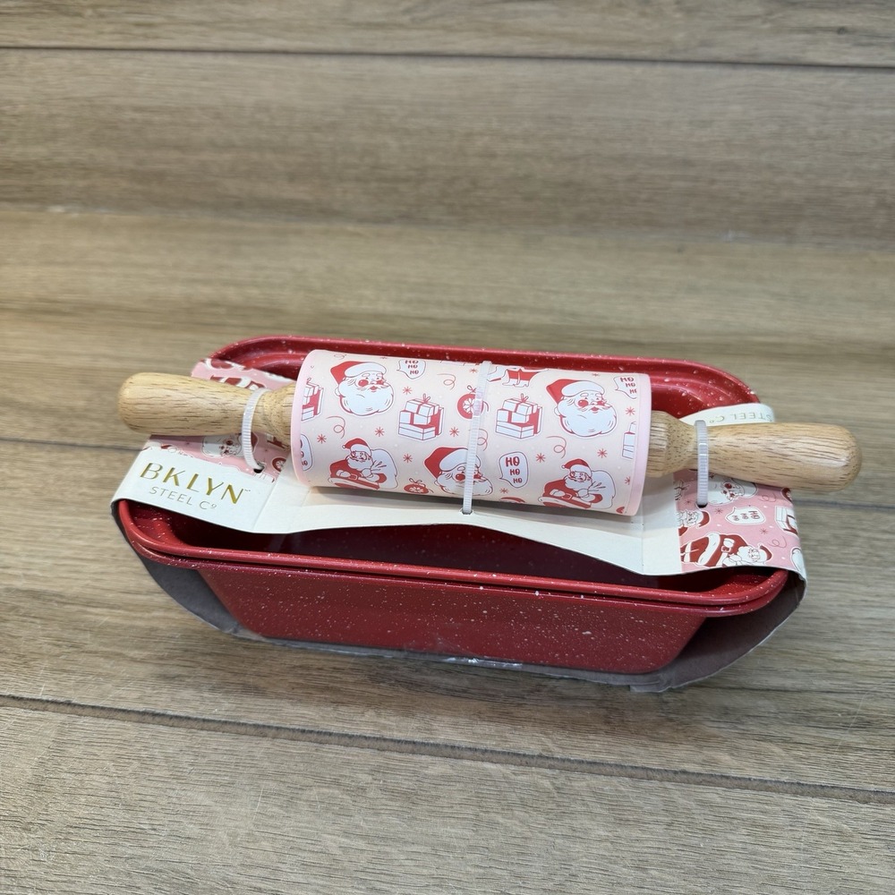 BKLYN Steel Co Holiday Mini Bakeware Gift Set Red Christmas Santa 3 Piece